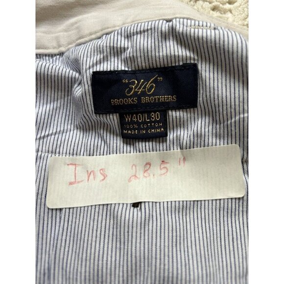 SPRING/SUMMER Brooks Brothers 346 Cream White Men Solid Chino Pants 40x28.5 - Picture 13 of 13